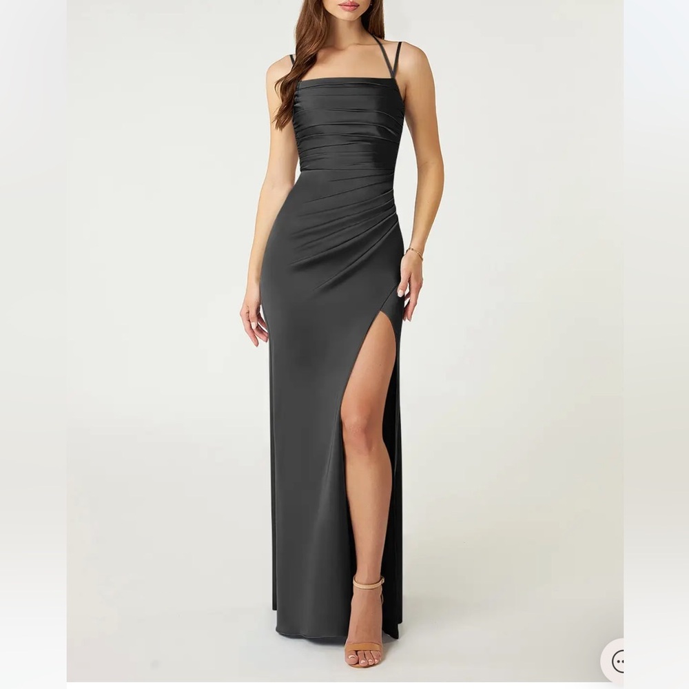 AZAZIE | Desi Black Sheath Halter Corset Stretch Satin Dress